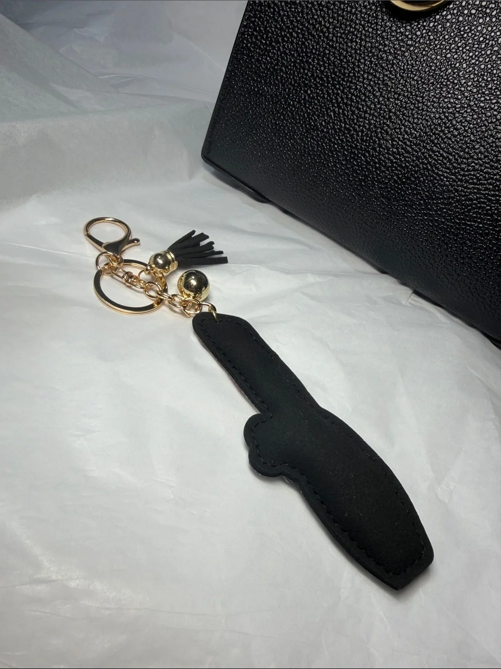 Crystal Lipstick Key & Bag Charm - Black, Red and Silver